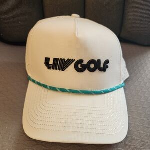 LIV Golf White Hat with Teal Accent